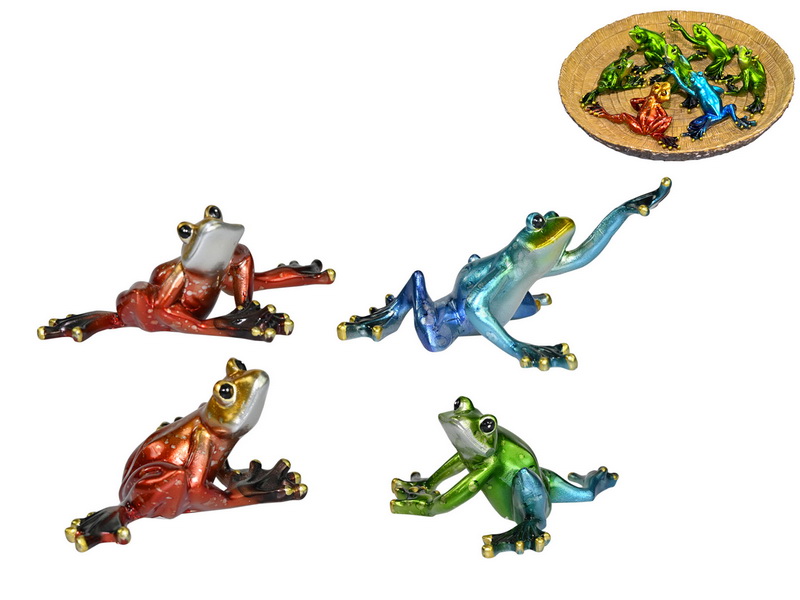 Shiny Multi-Colour Frogs on Log Display Pack